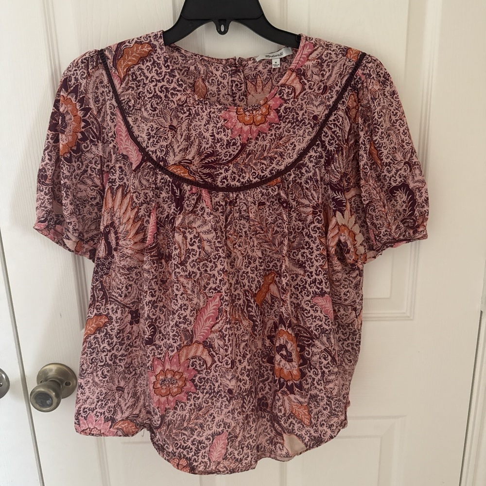 Floral Pink and burgundy blouse